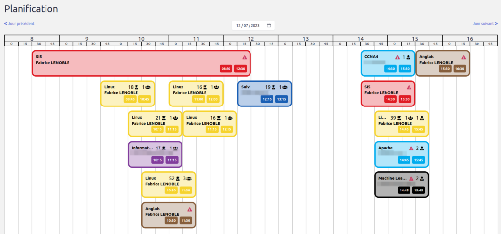 Calendrier de planification